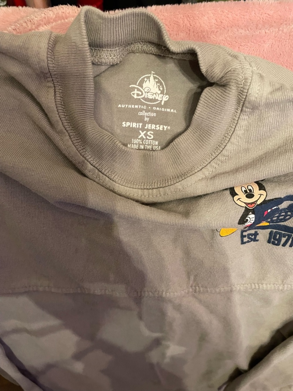 Disney Gray Spirit Jersey Sweatshirt with Mickey Accent